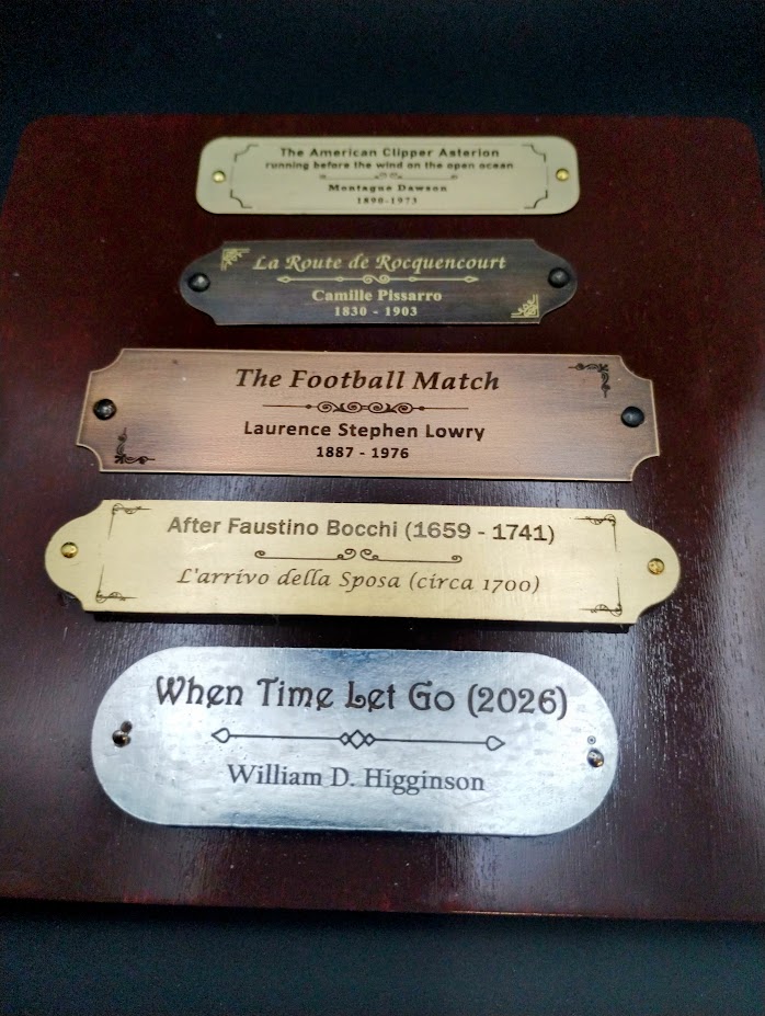 Brass, fully-aged, aged, gilded wood, and silver plates